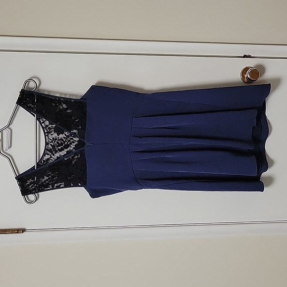 BCBGeneration - Size 8, dark blue with black lace detail, dress - Picture 2 of 5